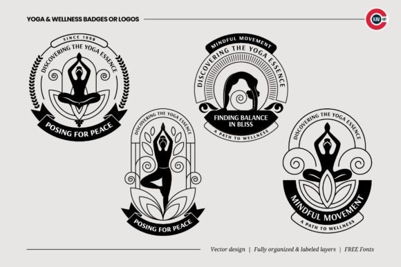 Download Yoga &amp; Wellness Badges or Emblem Logos - Premium Bundle